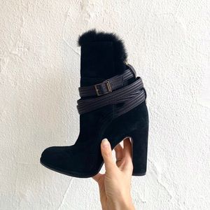 Louise et Cie Black Suede and Fur Bootie